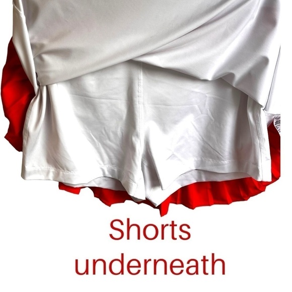 Prince Pleated Tennis Skirt in White/Coral - Picture 11 of 14